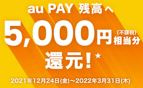 auでんき新規申込みで5000円相当還元