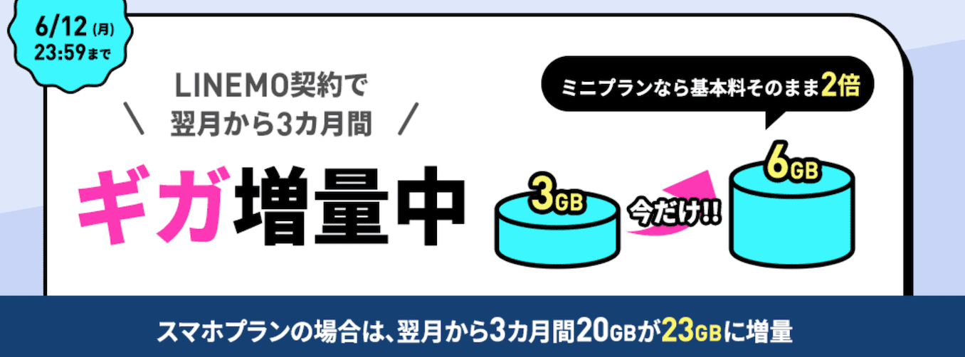 LINEMOの3GB増量キャンペーン