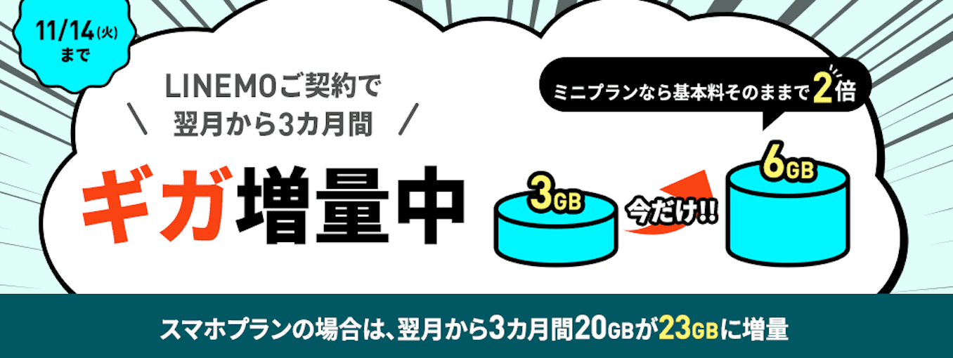 LINEMO3GB増量キャンペーンの詳細