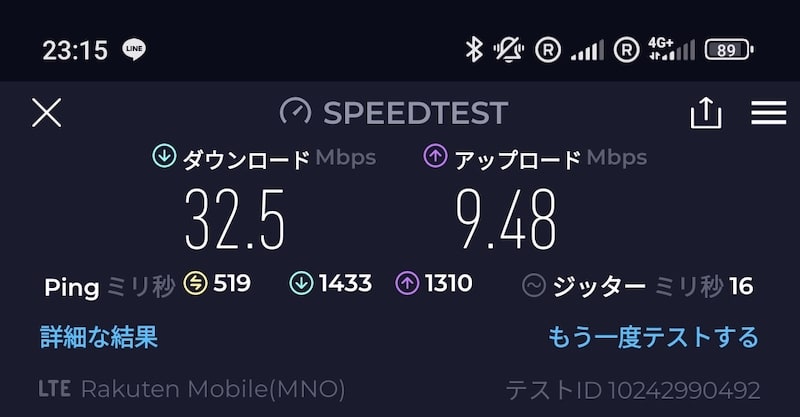 楽天モバイルのパリの通信速度