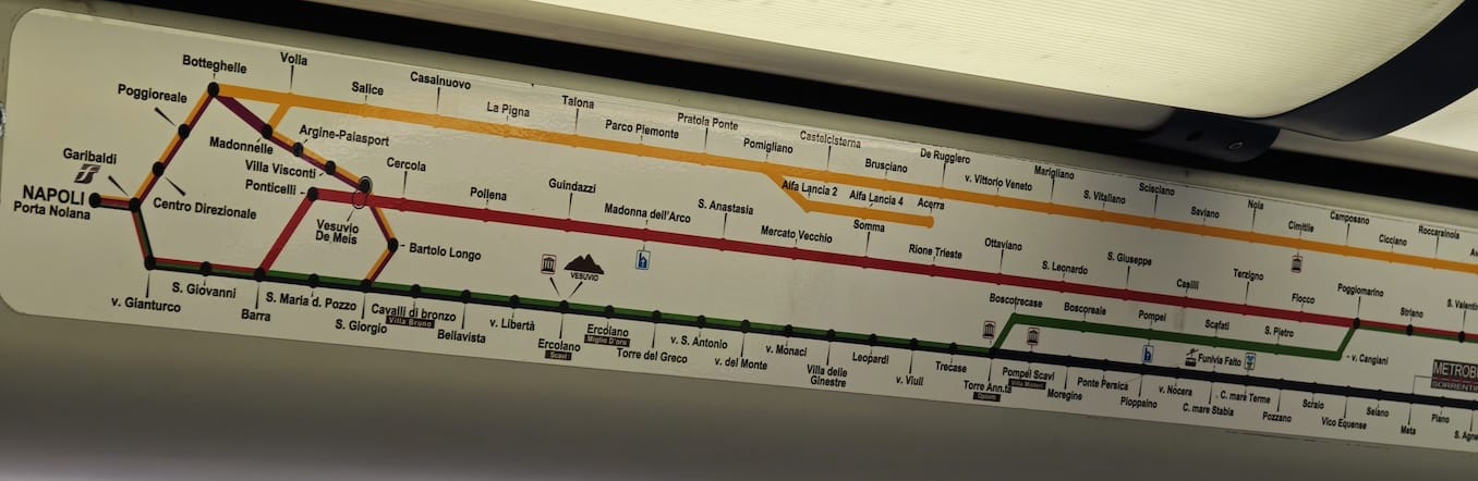 ポンペイ行きの電車の路線図1