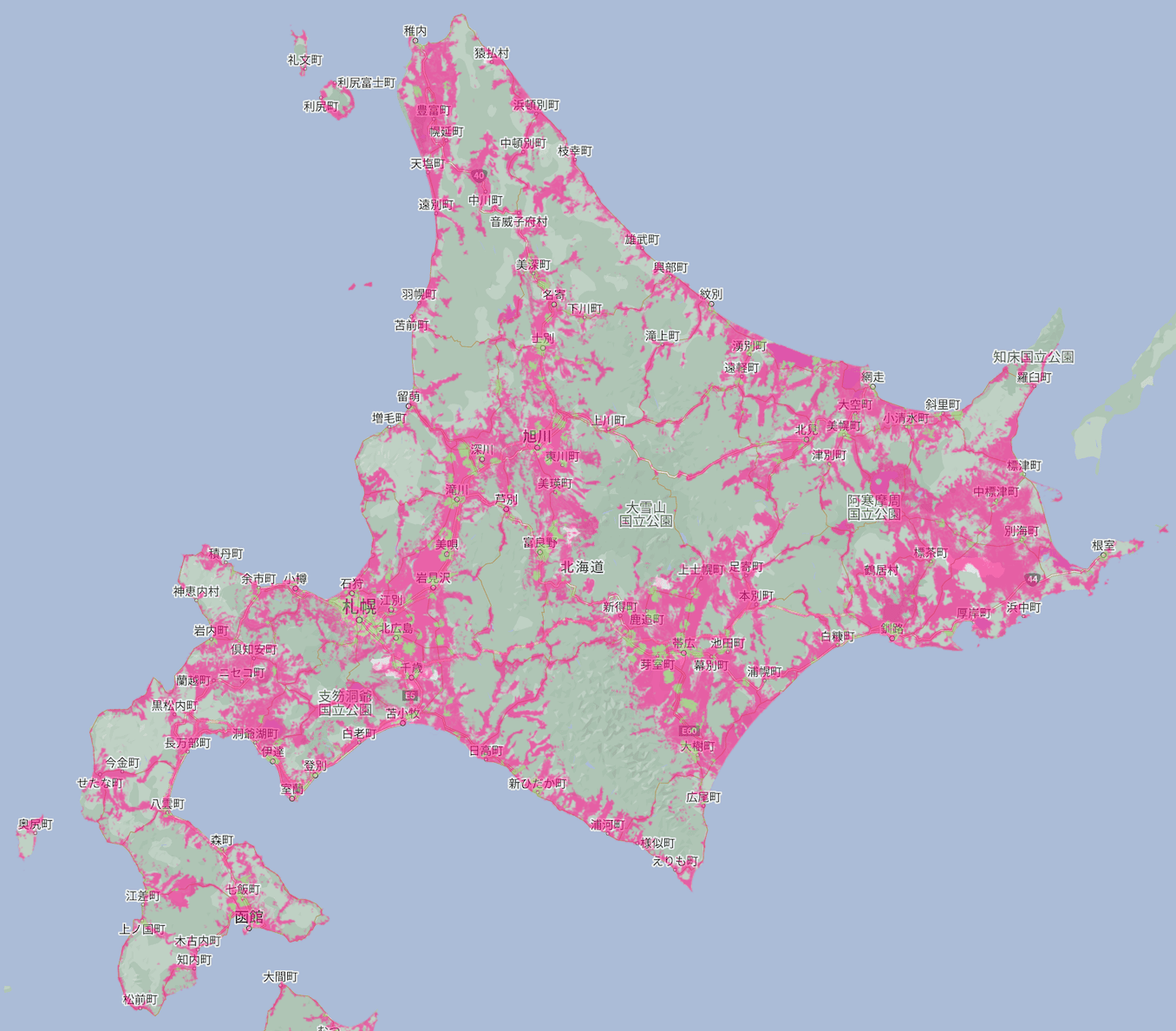 楽天モバイルの北海道の電波エリア