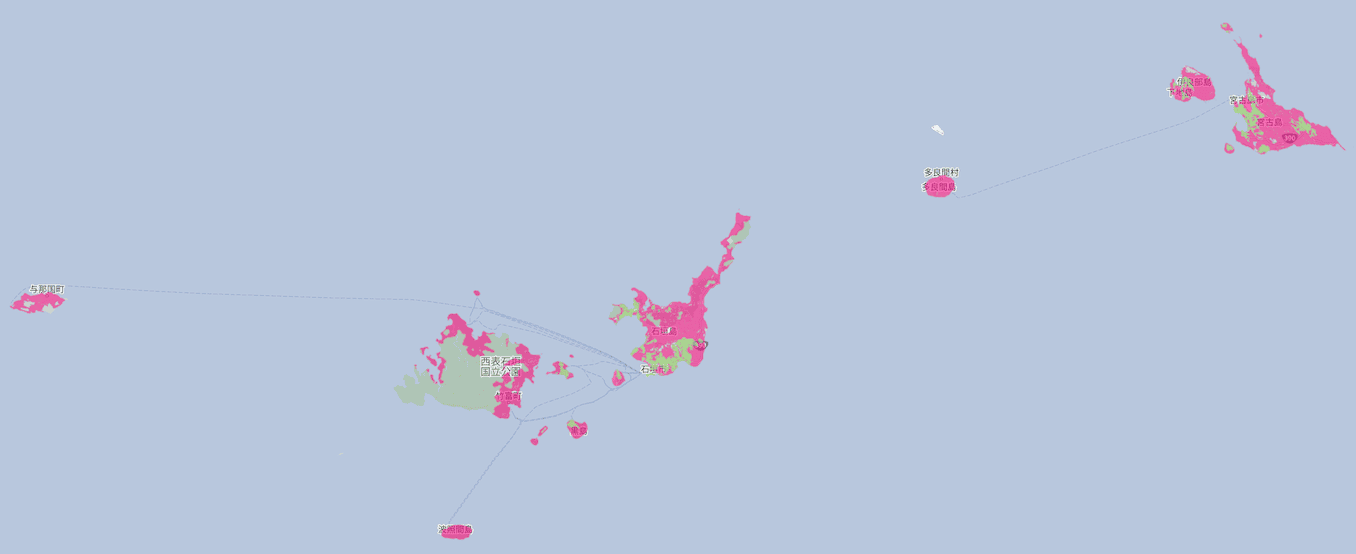 楽天モバイルの沖縄3の電波エリア