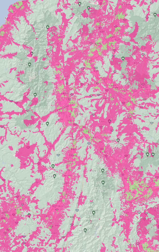 楽天モバイルの長野県の電波エリア