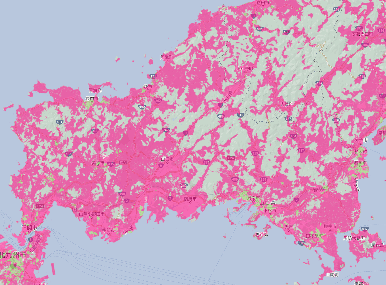 楽天モバイルの山口県の電波エリア