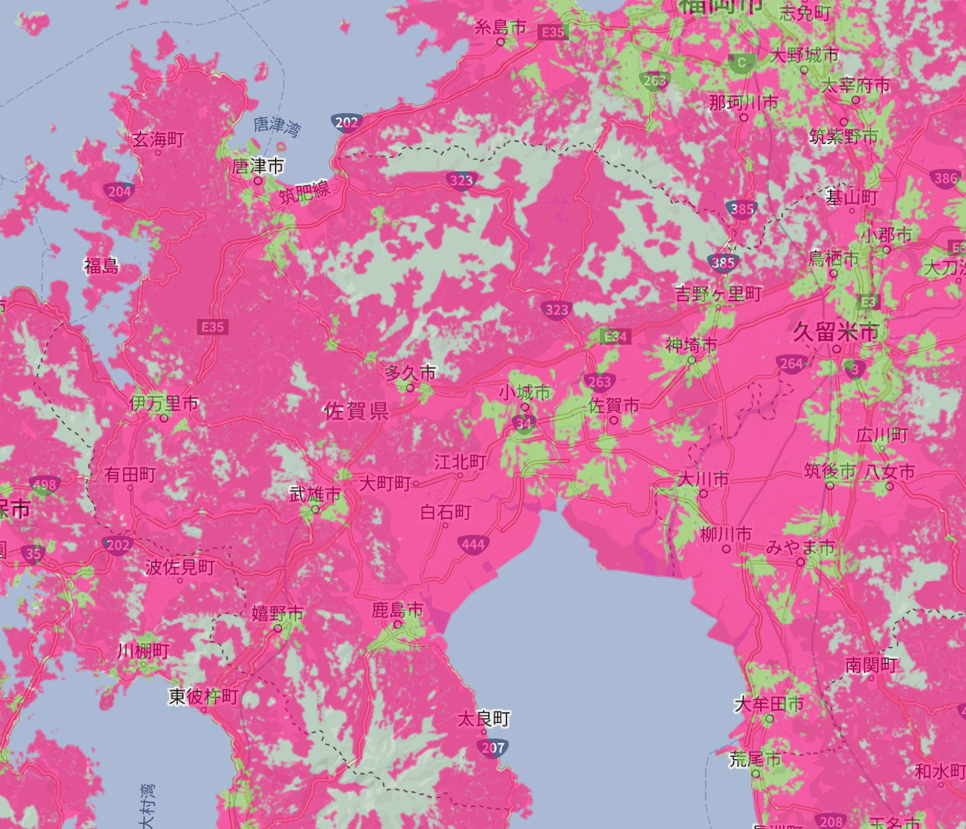 楽天モバイルの佐賀県の電波エリア