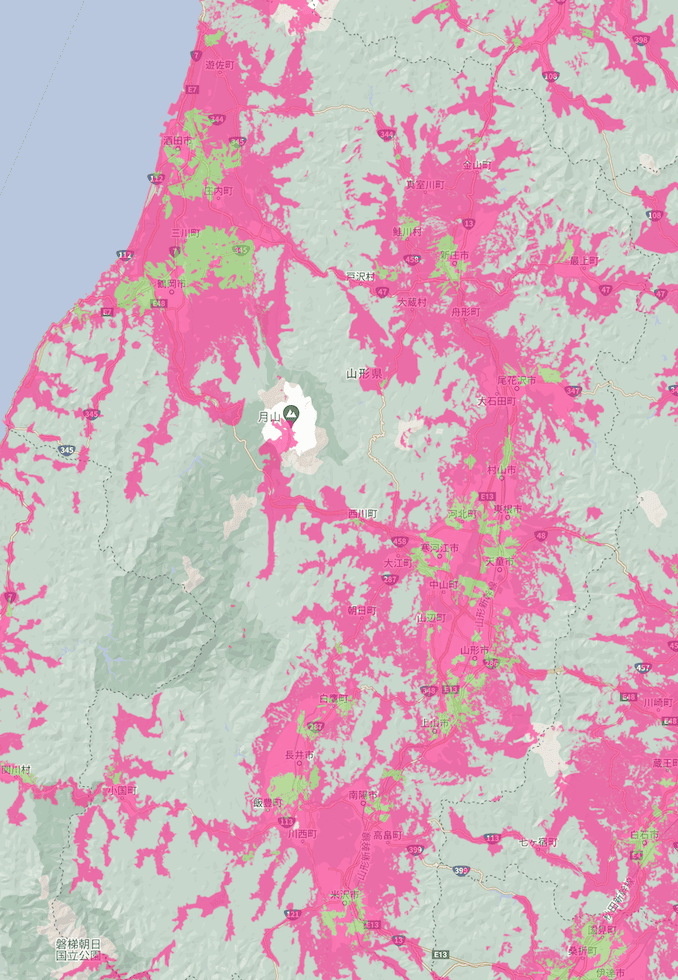 楽天モバイルの山形県の電波エリア