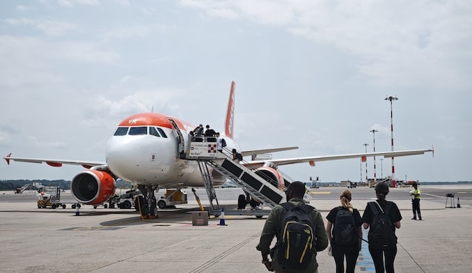 マルペンサ空港のイージージェットの飛行機