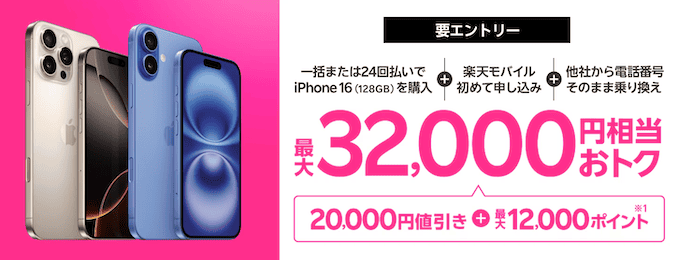 楽天モバイルのiPhoneキャンペーン詳細