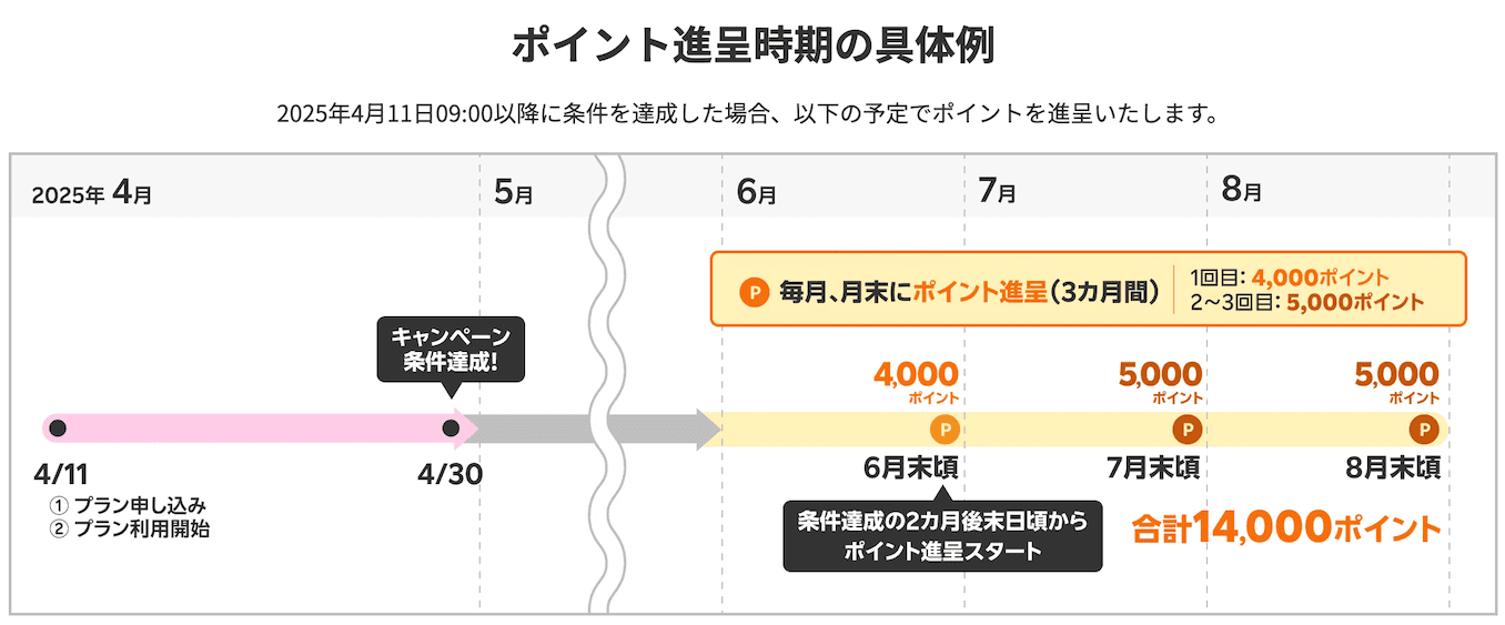ポイント付与のスケジュール