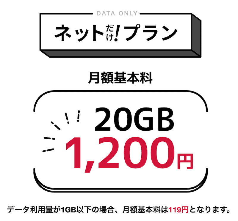 日本通信SIMのネットだけプランの詳細
