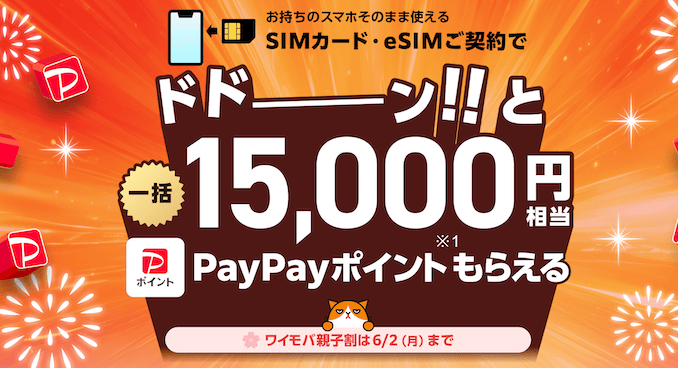ワイモバイルのヤフー店のPayPay特典