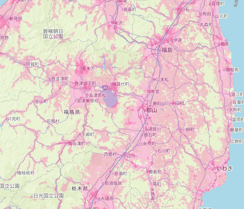 楽天回線エリア(福島)
