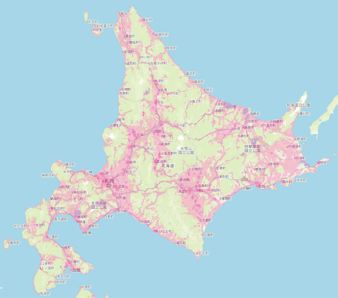 楽天回線エリア(北海道)