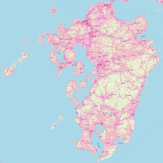 楽天回線エリア(福岡、佐賀、長崎、大分、熊本)