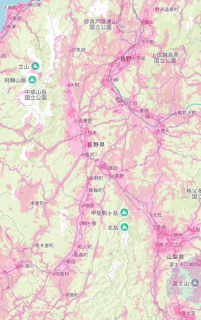 楽天モバイルの長野県の電波エリア