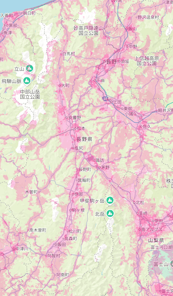 楽天回線エリア(長野)