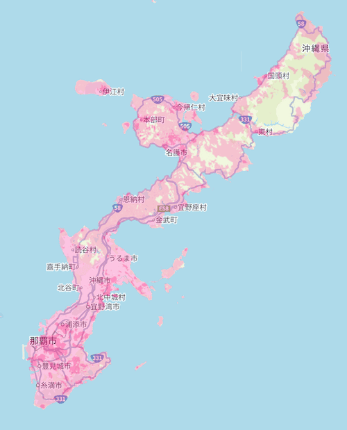楽天回線エリア(沖縄)