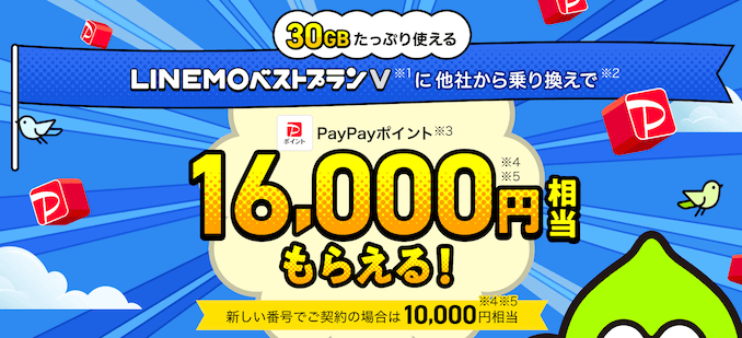 LINEMOのYahoo携帯ショップのキャンペーン詳細