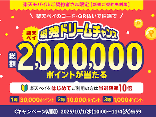 楽天モバイルの楽天PAYキャンペーンの詳細