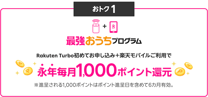 Rakuten Turboの月1000ポイント還元