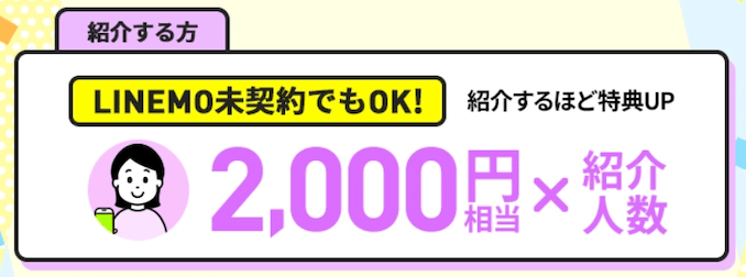 LINEMOの紹介キャンペーンで紹介するとPayPay2,000円もらえる