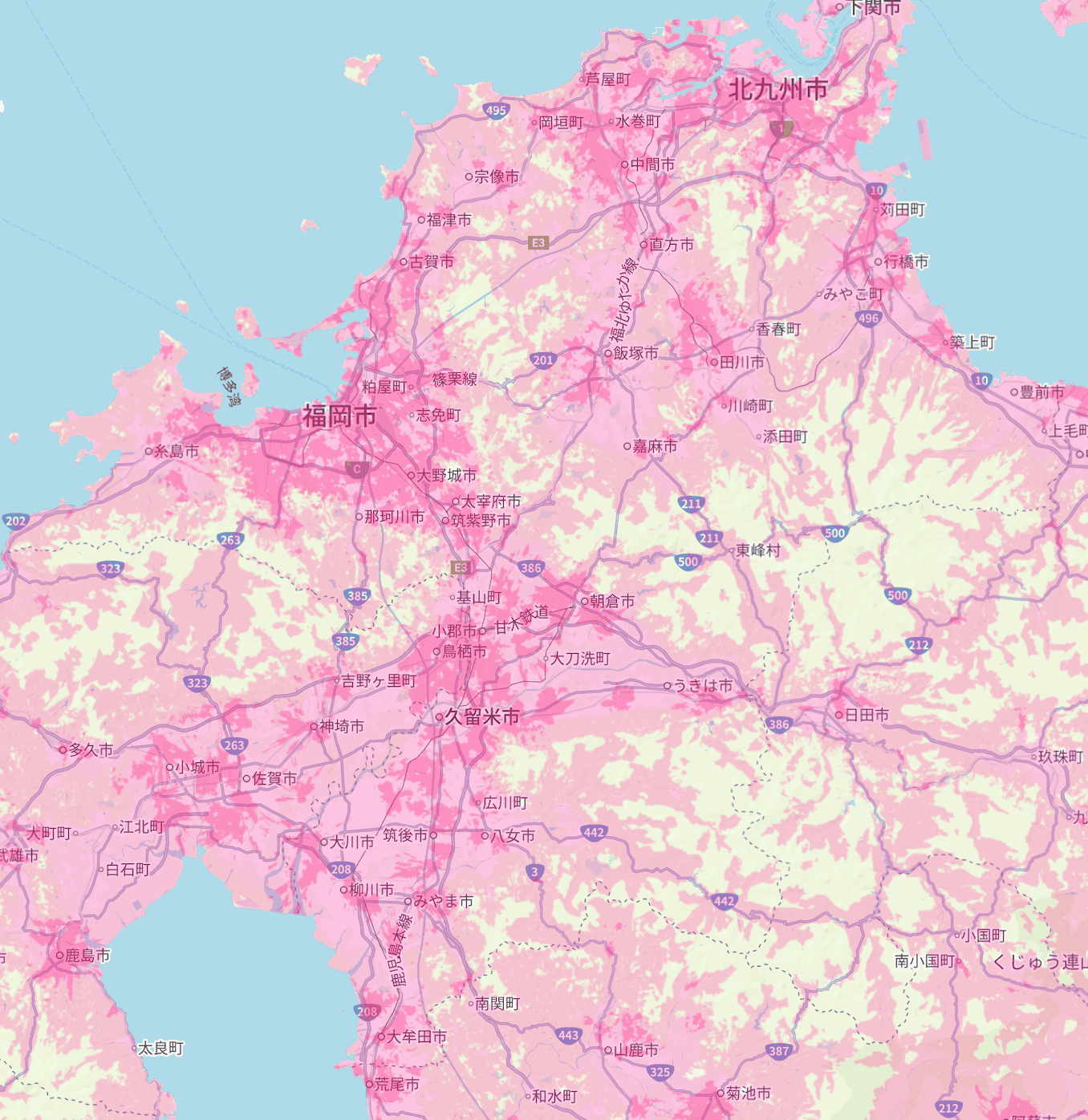 楽天モバイルの福岡の電波エリア