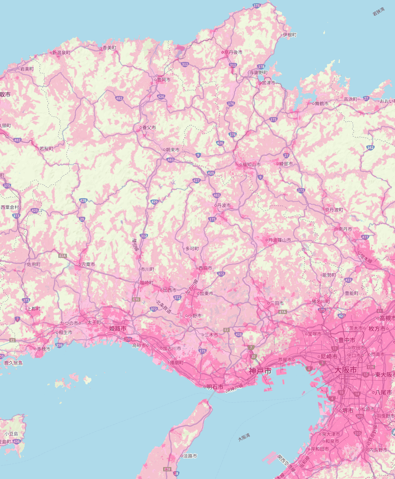 楽天モバイルの兵庫県の電波エリア