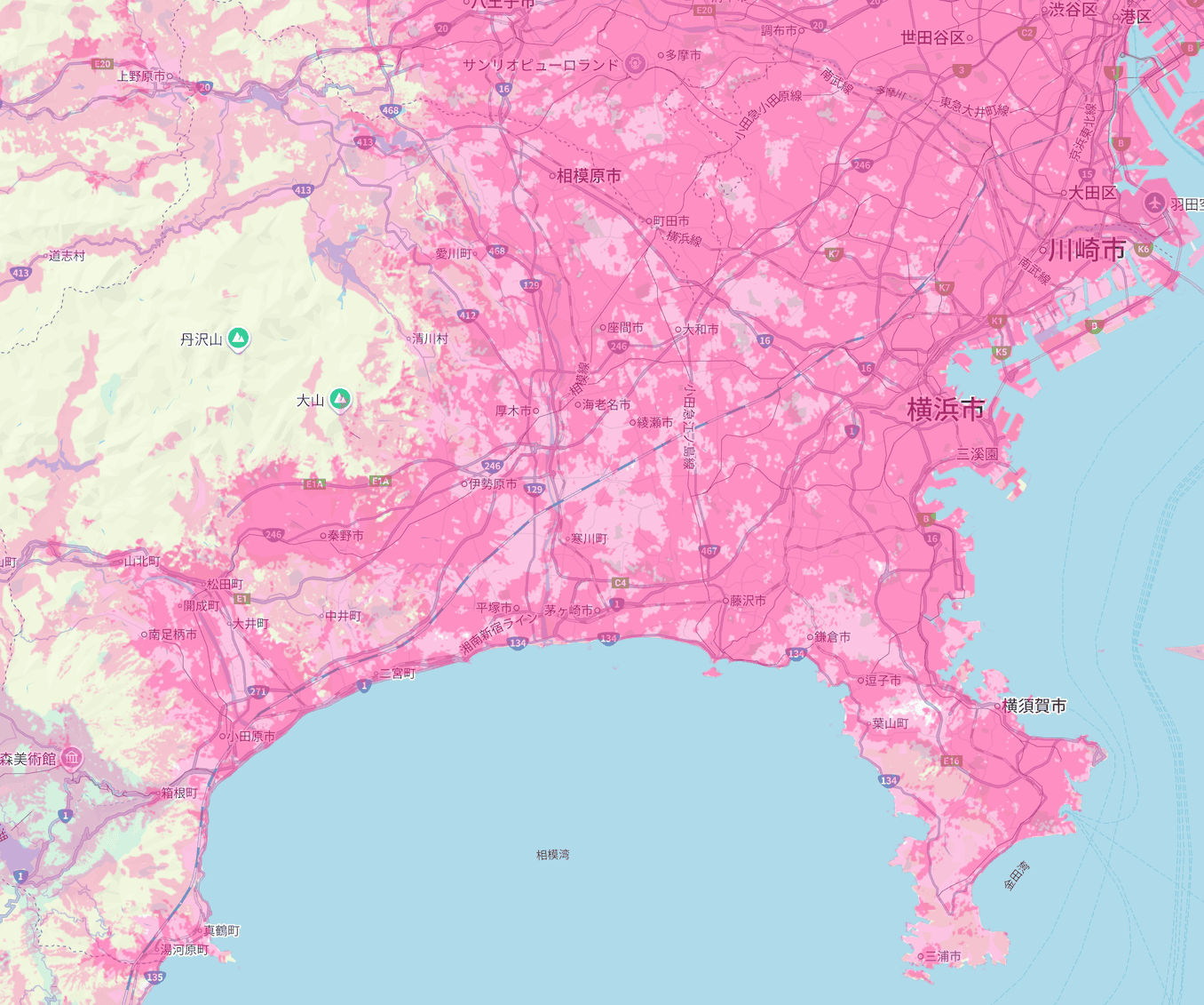 楽天モバイルの神奈川の電波エリア