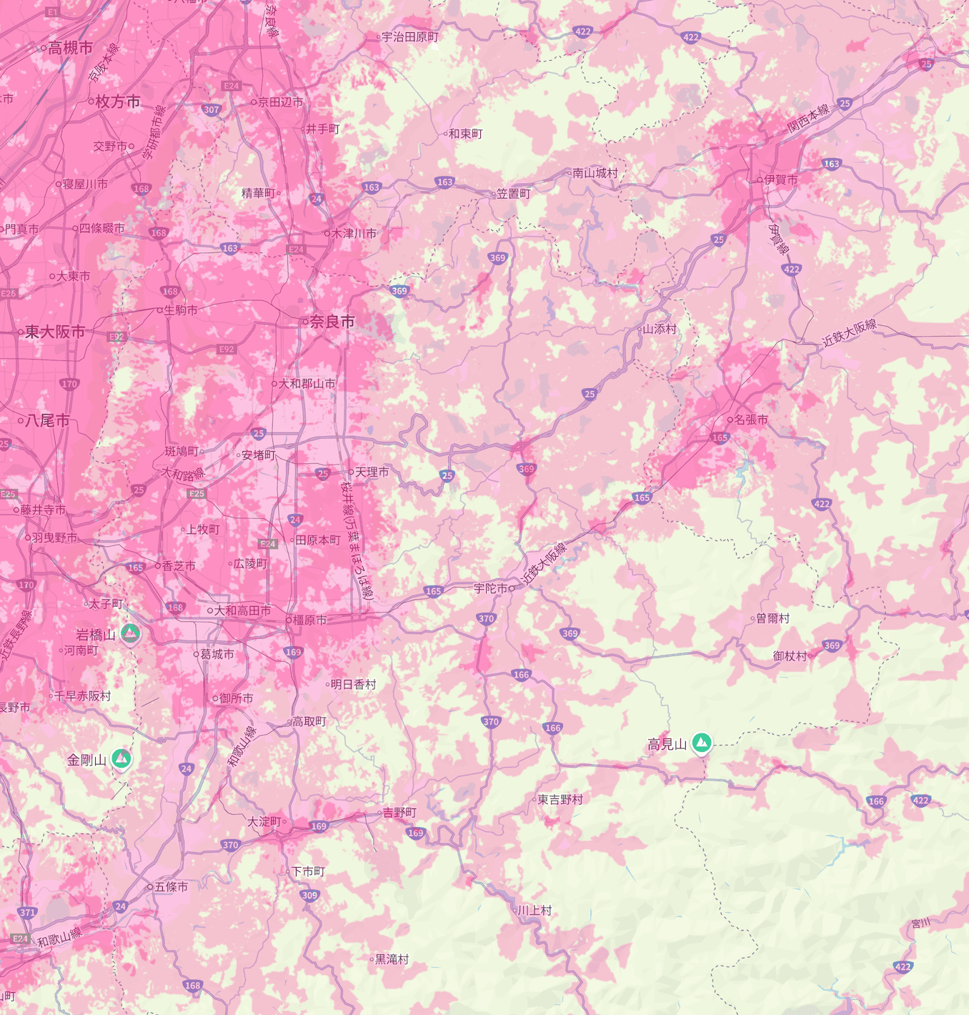 楽天モバイルの奈良県の電波エリア