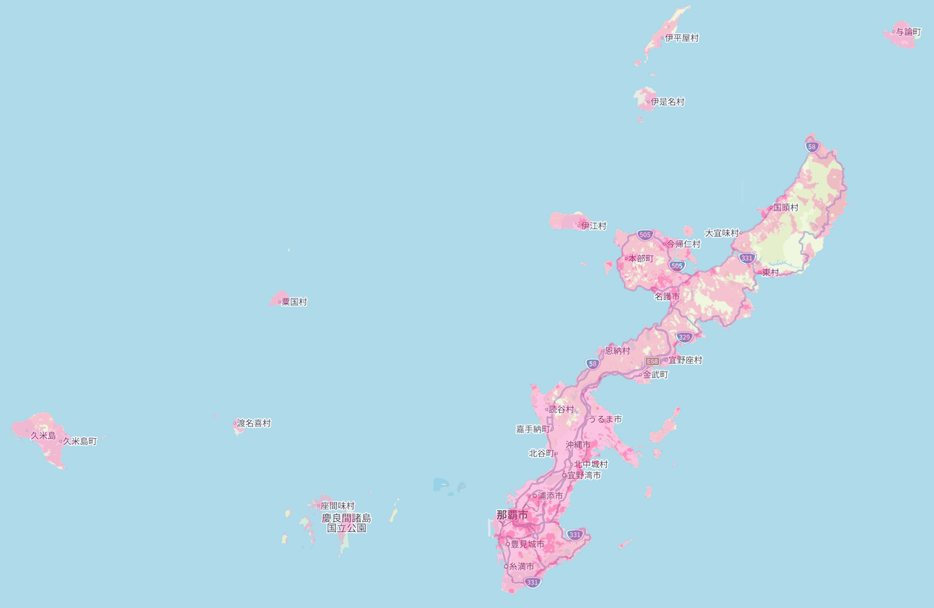 楽天モバイルの沖縄2の電波エリア