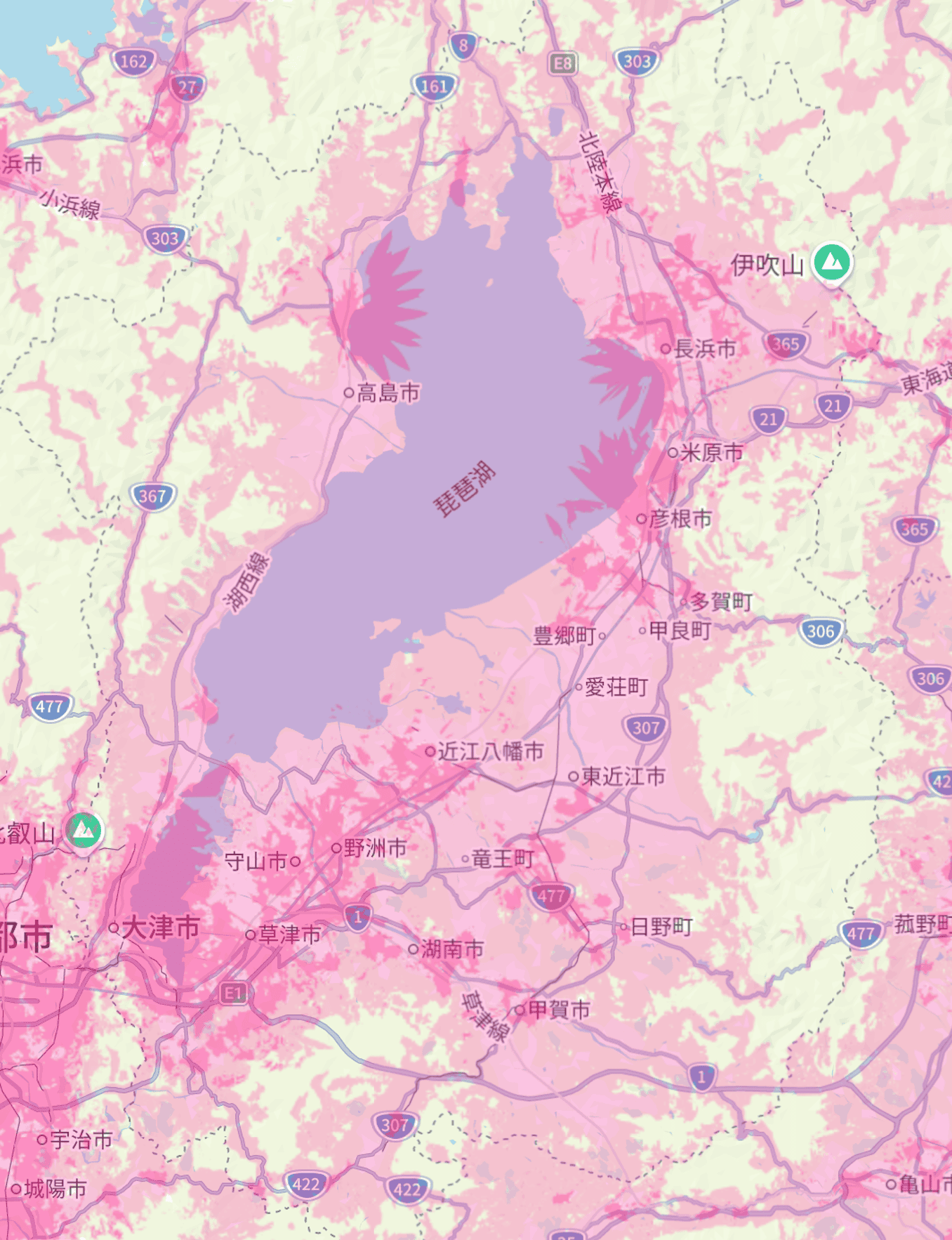楽天モバイルの滋賀県の電波エリア