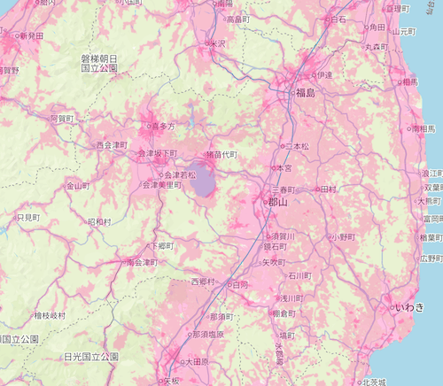 楽天回線エリア(福島)