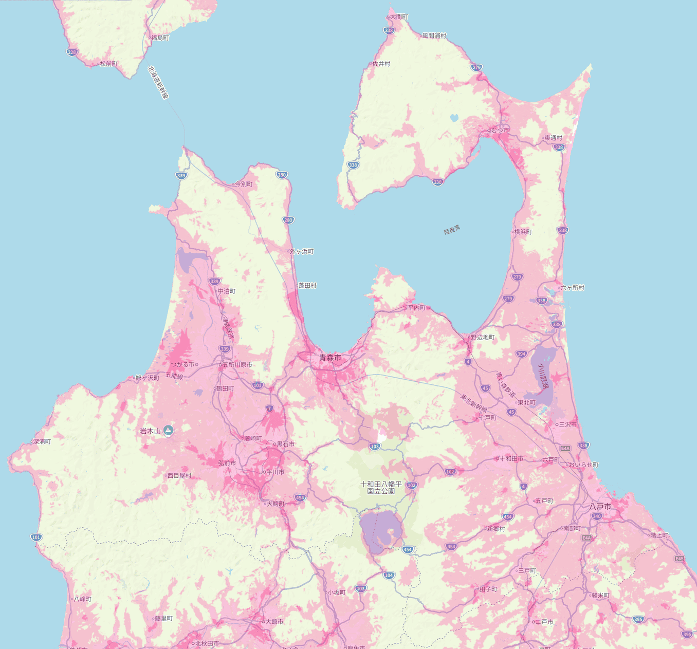 楽天モバイルの青森県の電波エリア