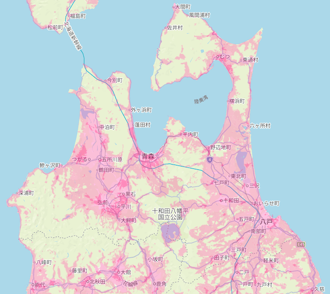 楽天回線エリア(青森)