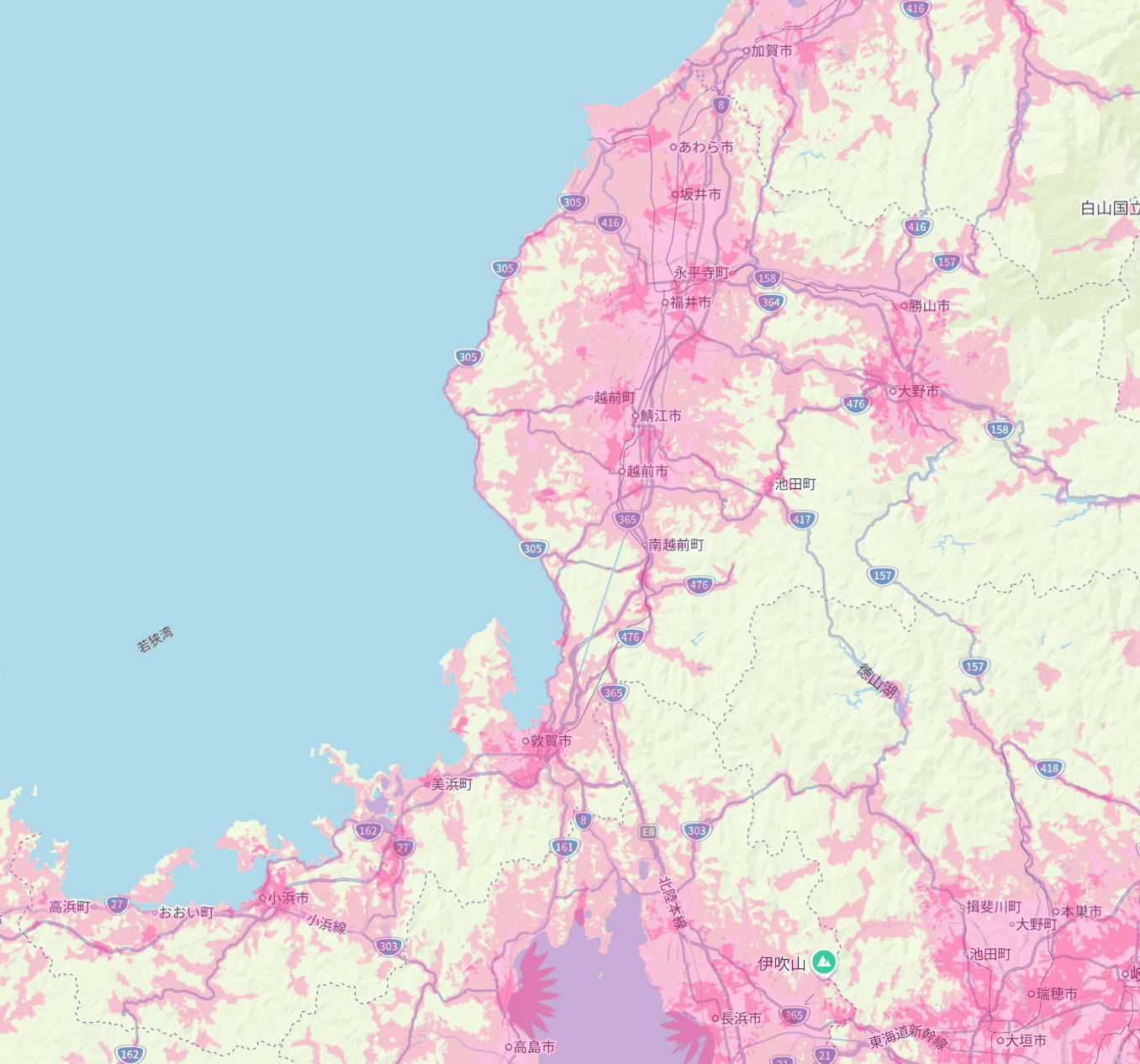 楽天モバイルの福井県の電波エリア