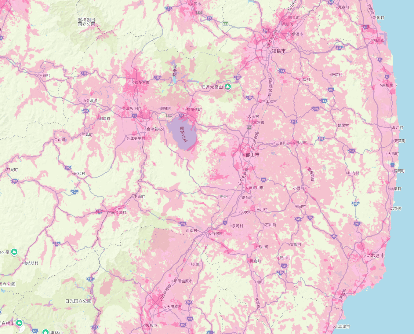 楽天モバイルの福島県の電波エリア