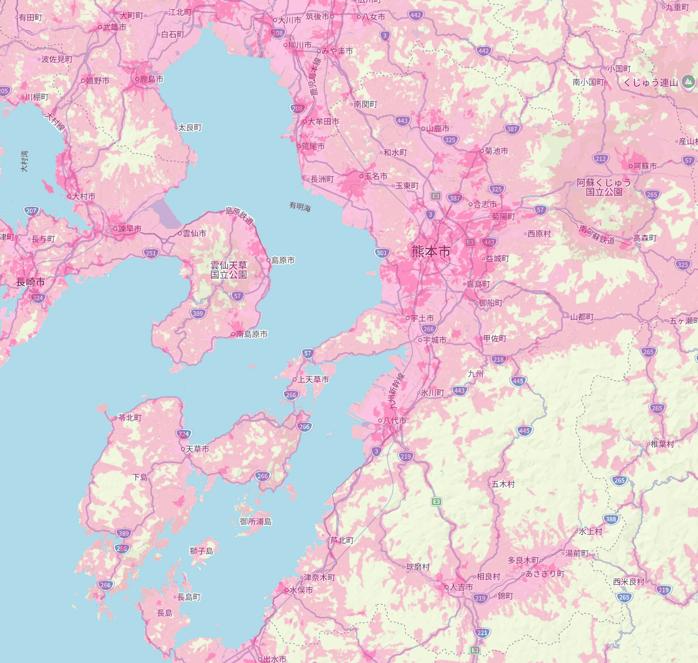 楽天モバイルの熊本県の電波エリア