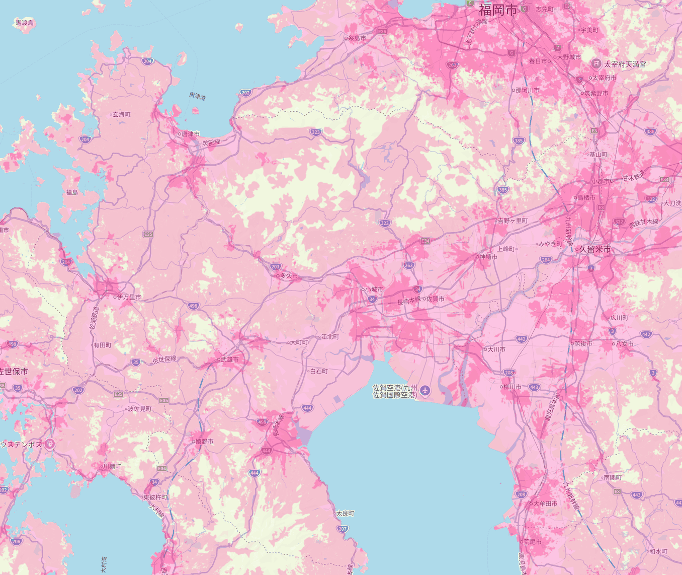 楽天モバイルの佐賀県の電波エリア
