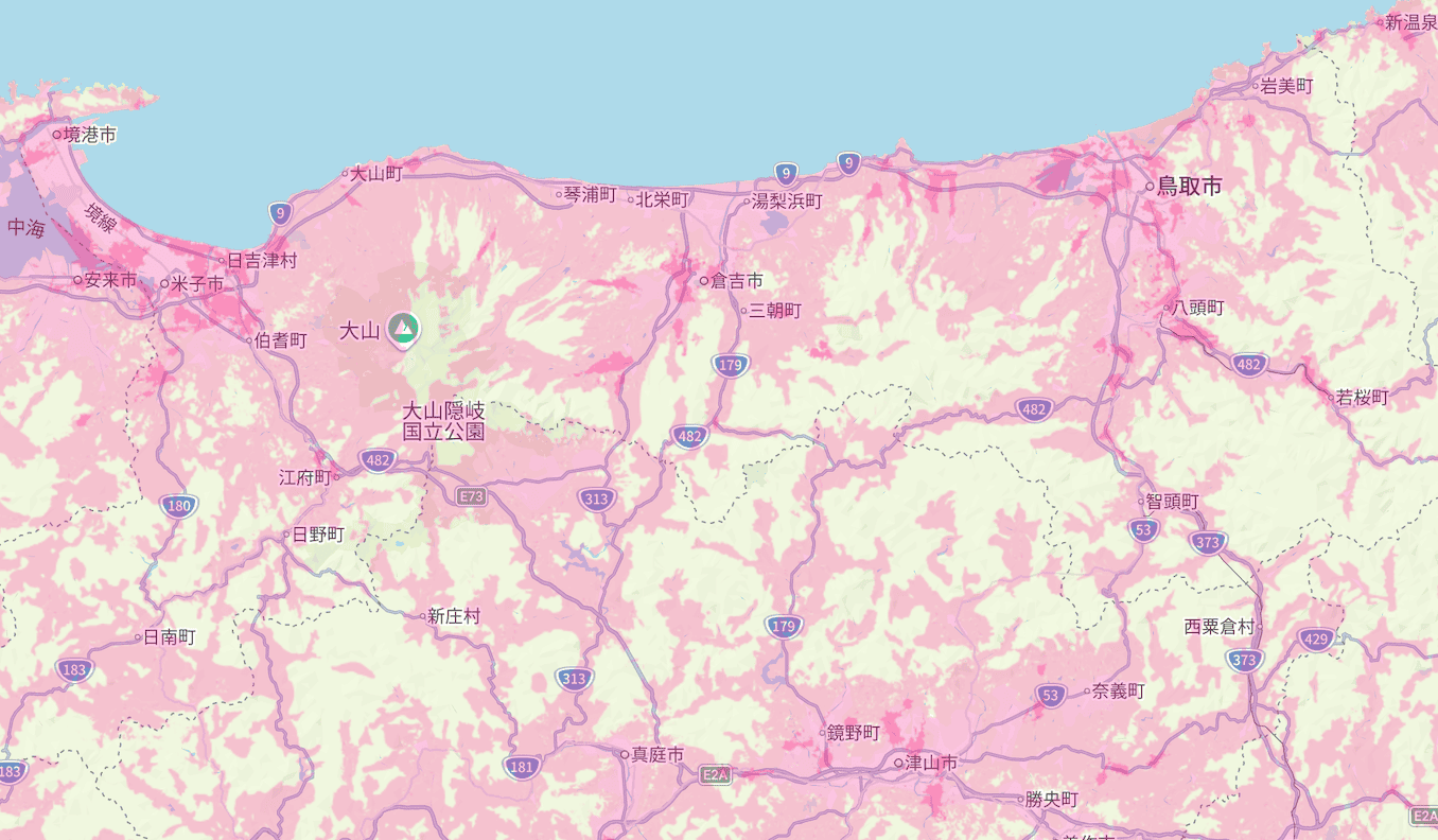 楽天モバイルの鳥取県の電波エリア
