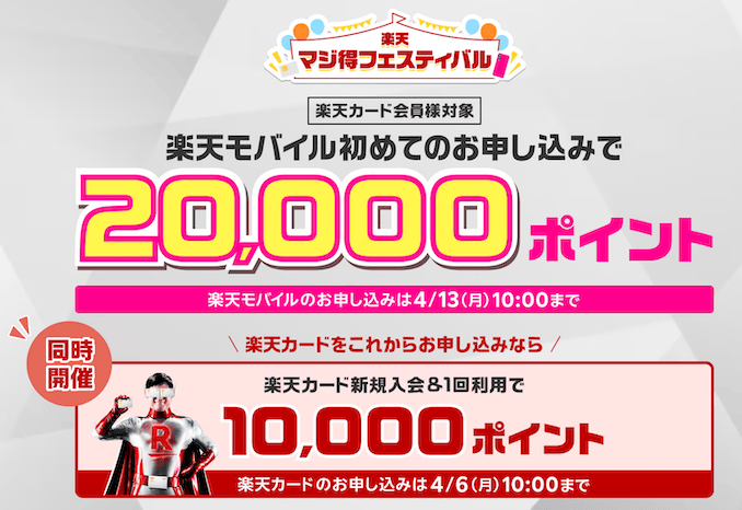 楽天モバイルと楽天カードで30,000ポイント還元キャンペーンの詳細