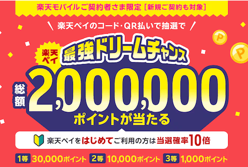 楽天モバイルの楽天PAYキャンペーンの詳細