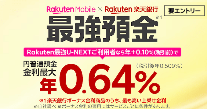 楽天モバイルの最強預金の詳細