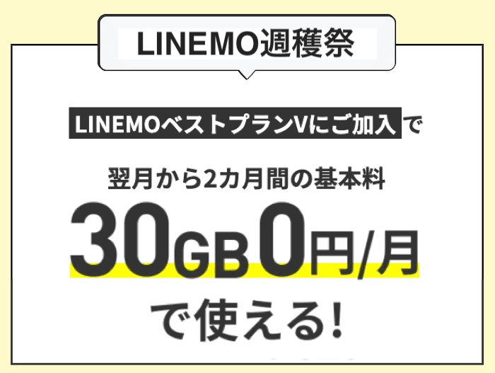 LINEMOのLINEMO週穫祭の基本料金割引キャンペーン詳細